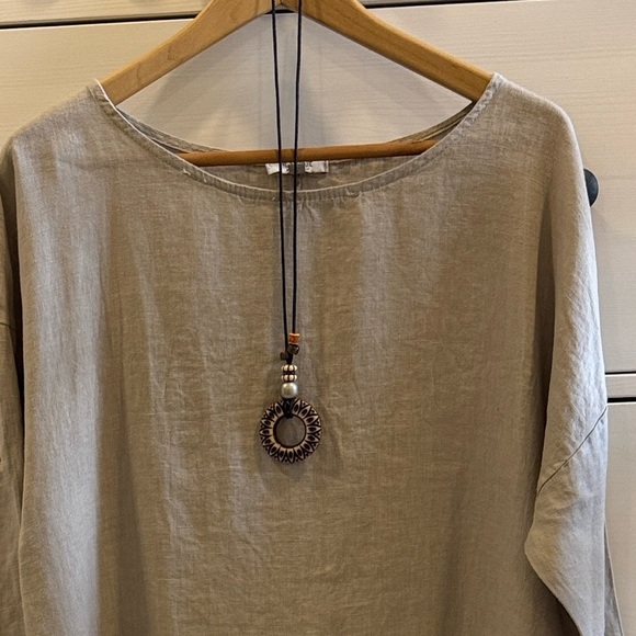 Long, Earth Toned Statement Necklace with Tribal Vibes - Picture 5 of 5